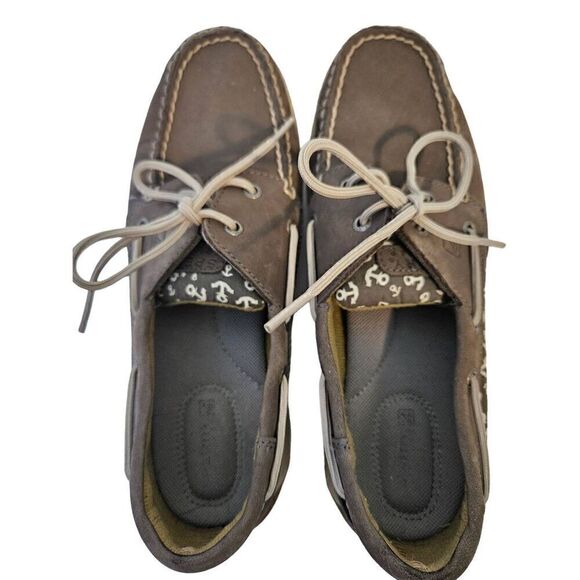 Sperry stone colored top siders with anchor print accent. Size 9. - Picture 5 of 5